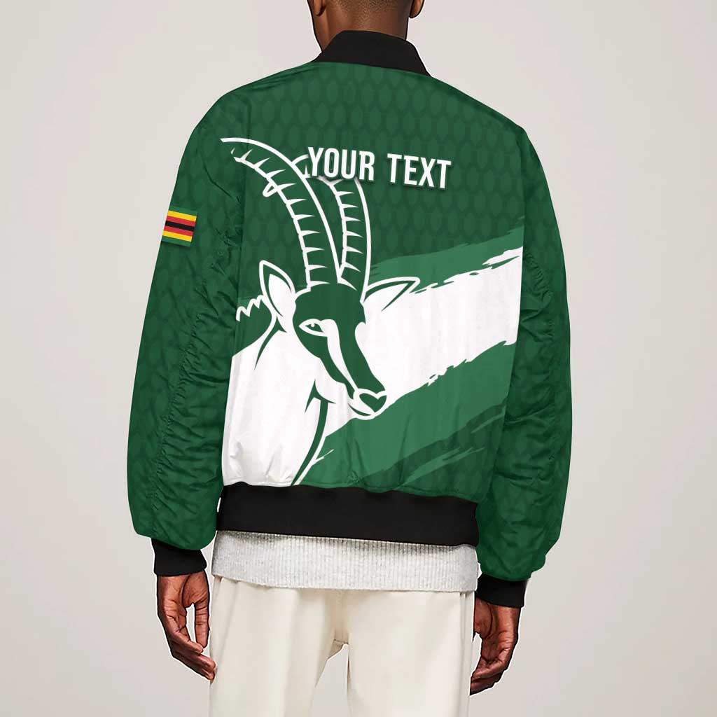 Zimbabwe Rugby Personalized Grunge Sleeve Zip Bomber Jacket Go Sables - African Pride