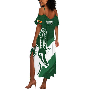 Zimbabwe Rugby Personalized Grunge Summer Maxi Dress Go Sables - African Pride