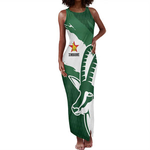 Zimbabwe Rugby Personalized Grunge Tank Maxi Dress Go Sables - African Pride