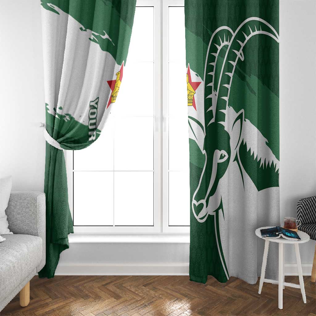 Zimbabwe Rugby Personalized Grunge Window Curtain Go Sables - African Pride