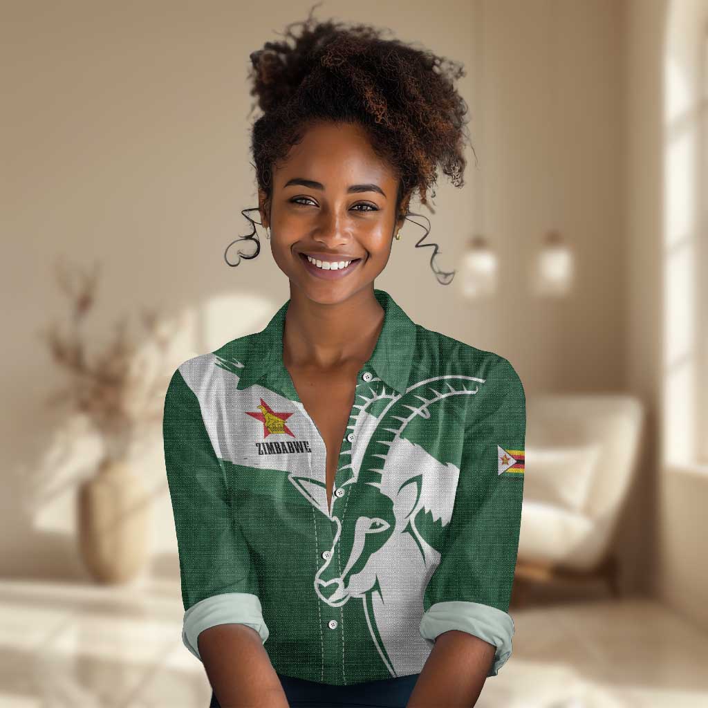Zimbabwe Rugby Personalized Grunge Women Casual Shirt Go Sables - African Pride