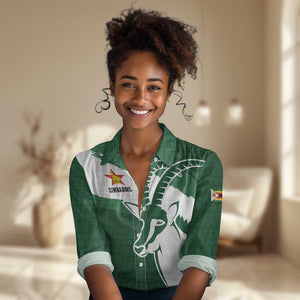 Zimbabwe Rugby Personalized Grunge Women Casual Shirt Go Sables - African Pride