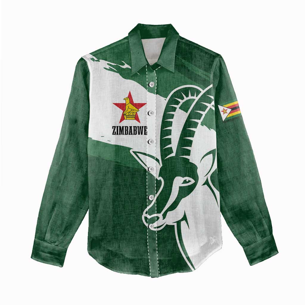 Zimbabwe Rugby Personalized Grunge Women Casual Shirt Go Sables - African Pride