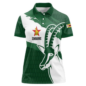 Zimbabwe Rugby Personalized Grunge Women Polo Shirt Go Sables - African Pride