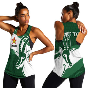 Zimbabwe Rugby Personalized Grunge Women Racerback Tank Go Sables - African Pride