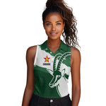 Zimbabwe Rugby Personalized Grunge Women Sleeveless Polo Shirt Go Sables - African Pride