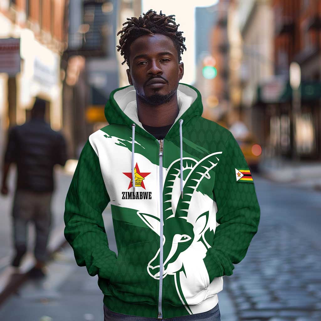 Zimbabwe Rugby Personalized Grunge Zip Hoodie Go Sables - African Pride