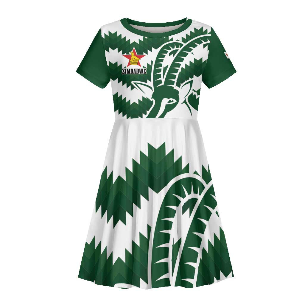Zimbabwe Rugby The Sables Personalized Kid Short Sleeve Dress Retro Jersey Inspired - African Pride