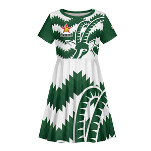 Zimbabwe Rugby The Sables Personalized Kid Short Sleeve Dress Retro Jersey Inspired - African Pride