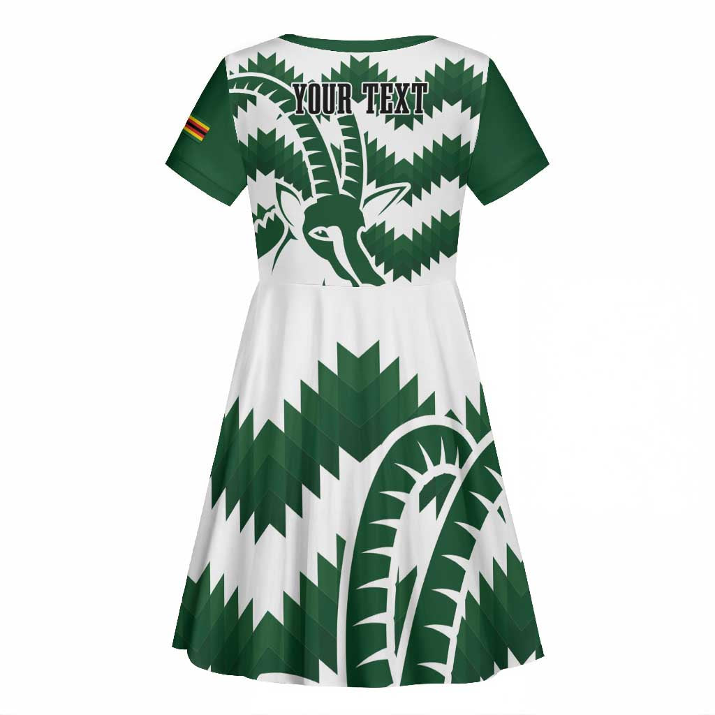 Zimbabwe Rugby The Sables Personalized Kid Short Sleeve Dress Retro Jersey Inspired - African Pride