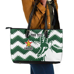 Zimbabwe Rugby The Sables Personalized Leather Tote Bag Retro Jersey Inspired - African Pride