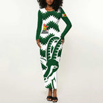 Zimbabwe Rugby The Sables Personalized Long Sleeve Bodycon Dress Retro Jersey Inspired - African Pride