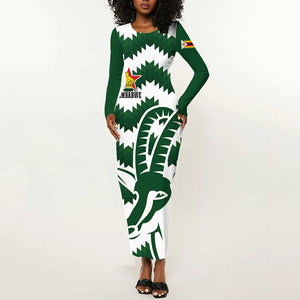Zimbabwe Rugby The Sables Personalized Long Sleeve Bodycon Dress Retro Jersey Inspired - African Pride
