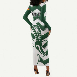 Zimbabwe Rugby The Sables Personalized Long Sleeve Bodycon Dress Retro Jersey Inspired - African Pride