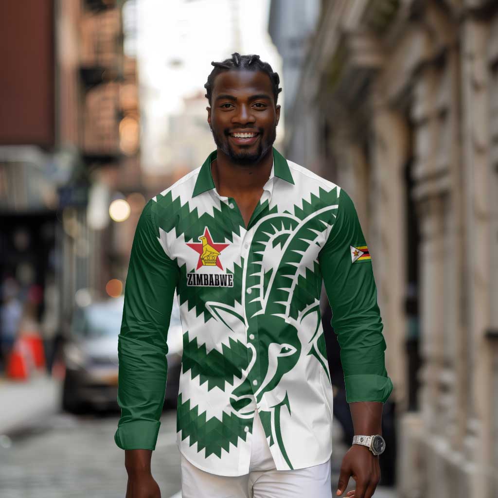 Zimbabwe Rugby The Sables Personalized Long Sleeve Button Shirt Retro Jersey Inspired - African Pride