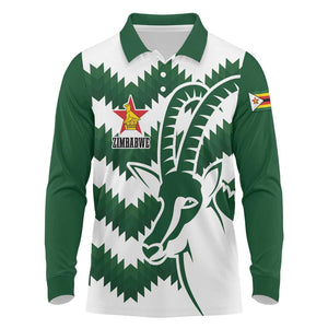Zimbabwe Rugby The Sables Personalized Long Sleeve Polo Shirt Retro Jersey Inspired - African Pride