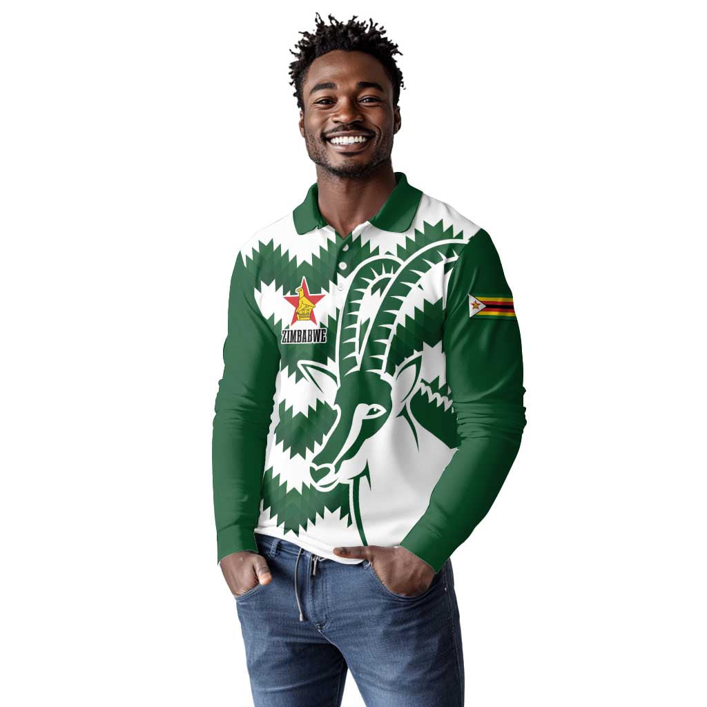 Zimbabwe Rugby The Sables Personalized Long Sleeve Polo Shirt Retro Jersey Inspired - African Pride