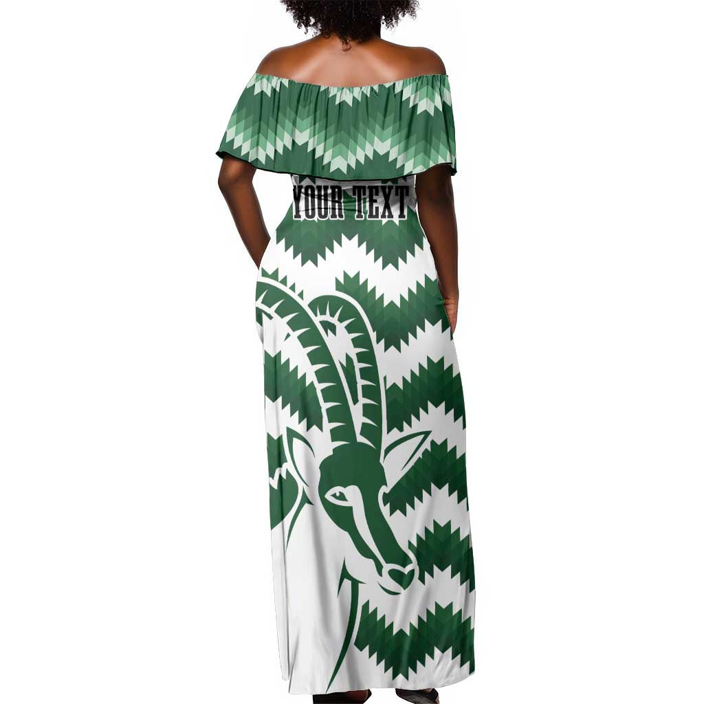 Zimbabwe Rugby The Sables Personalized Off Shoulder Maxi Dress Retro Jersey Inspired - African Pride