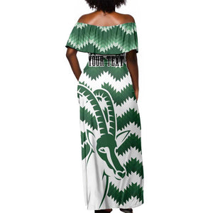 Zimbabwe Rugby The Sables Personalized Off Shoulder Maxi Dress Retro Jersey Inspired - African Pride