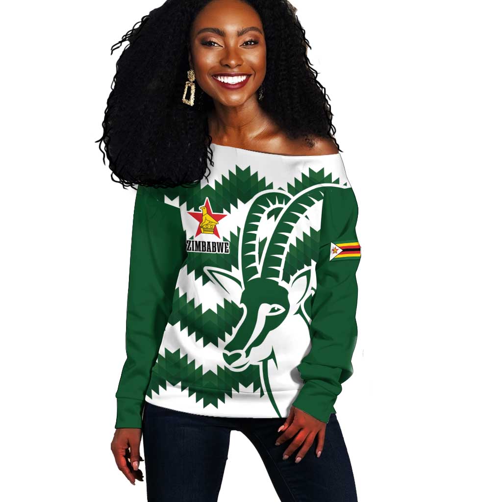 Zimbabwe Rugby The Sables Personalized Off Shoulder Sweater Retro Jersey Inspired - African Pride