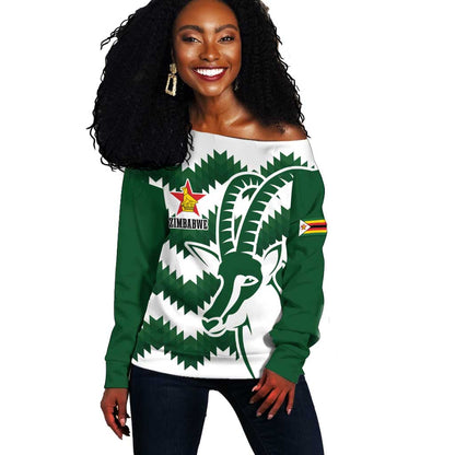 Zimbabwe Rugby The Sables Personalized Off Shoulder Sweater Retro Jersey Inspired - African Pride