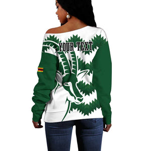 Zimbabwe Rugby The Sables Personalized Off Shoulder Sweater Retro Jersey Inspired - African Pride