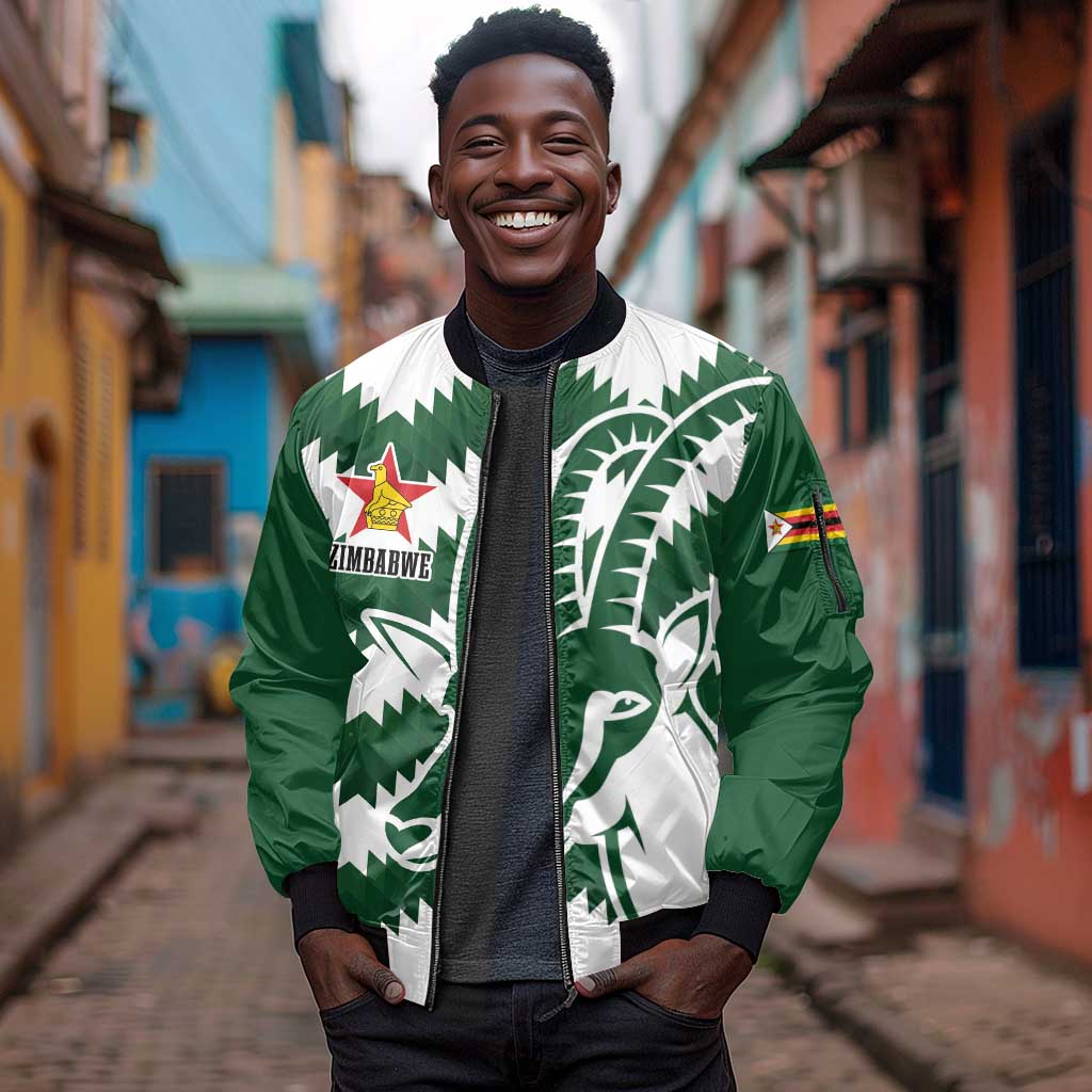 Zimbabwe Rugby The Sables Personalized Sleeve Zip Bomber Jacket Retro Jersey Inspired - African Pride