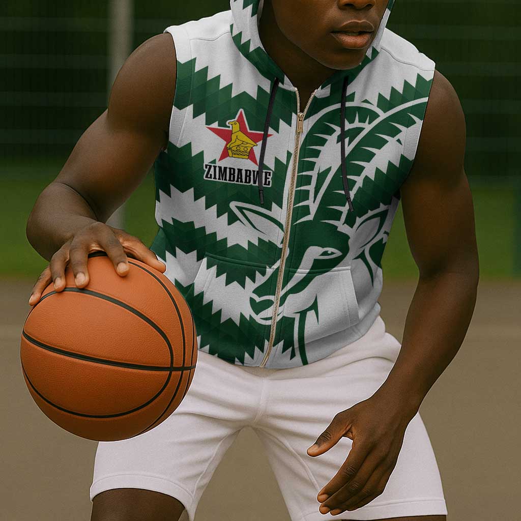 Zimbabwe Rugby The Sables Personalized Sleeveless Zip Hoodie Retro Jersey Inspired - African Pride