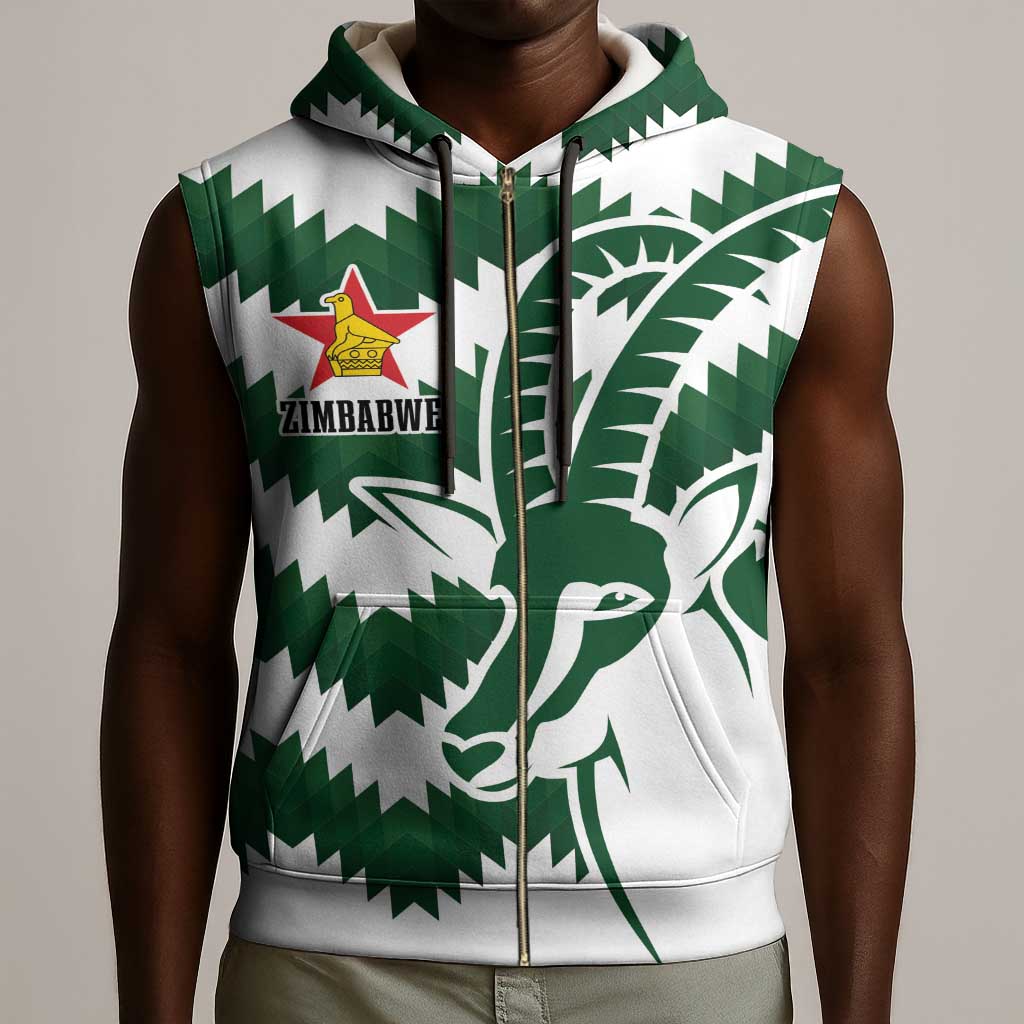 Zimbabwe Rugby The Sables Personalized Sleeveless Zip Hoodie Retro Jersey Inspired - African Pride