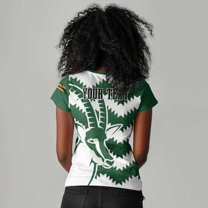 Zimbabwe Rugby The Sables Personalized Women V-Neck T-Shirt Retro Jersey Inspired - African Pride