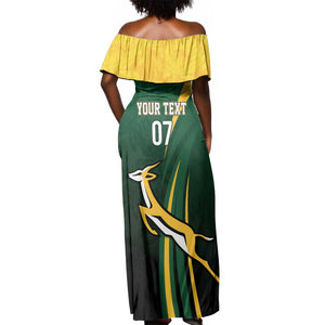 South Africa WC2026 Personalized Off Shoulder Maxi Dress Springboks Champion