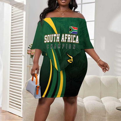 South Africa WC2026 Personalized Off Shoulder Short Dress Springboks Champion