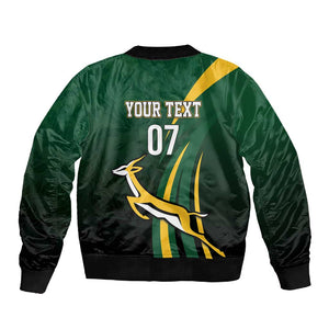 South Africa WC2026 Personalized Sleeve Zip Bomber Jacket Springboks Champion