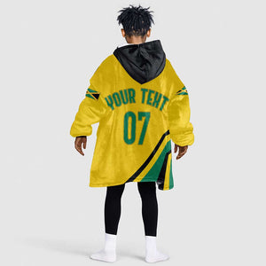 Personalised Jamaica Football Kid Wearable Blanket Hoodie Reggae Boyz Retro WC 1998 Inspired
