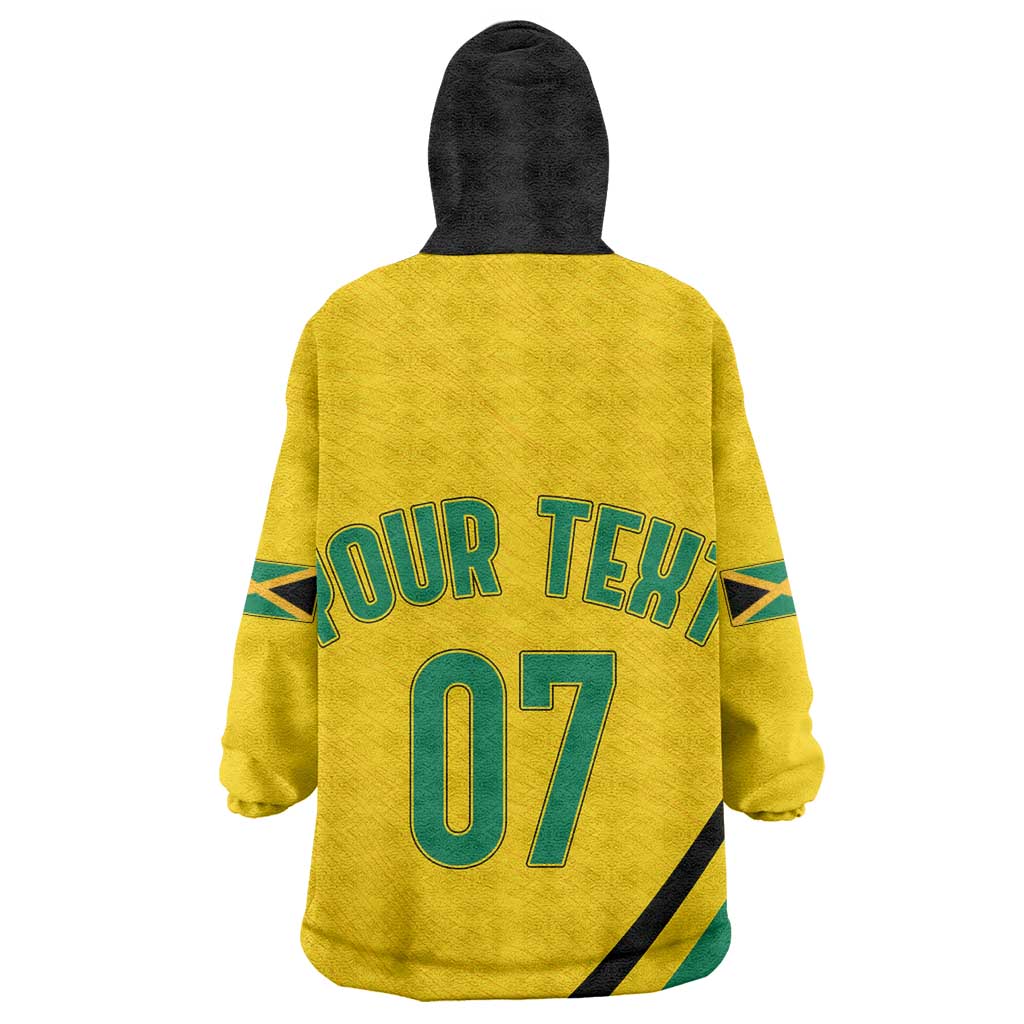 Personalised Jamaica Football Kid Wearable Blanket Hoodie Reggae Boyz Retro WC 1998 Inspired