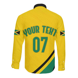 Personalised Jamaica Football Long Sleeve Button Shirt Reggae Boyz Retro WC 1998 Inspired