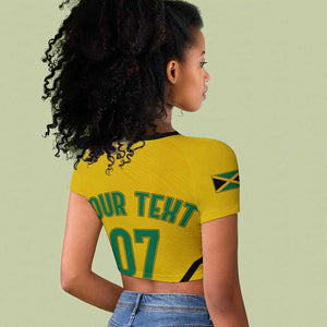 Personalised Jamaica Football Raglan Cropped T shirt Reggae Boyz Retro WC 1998 Inspired
