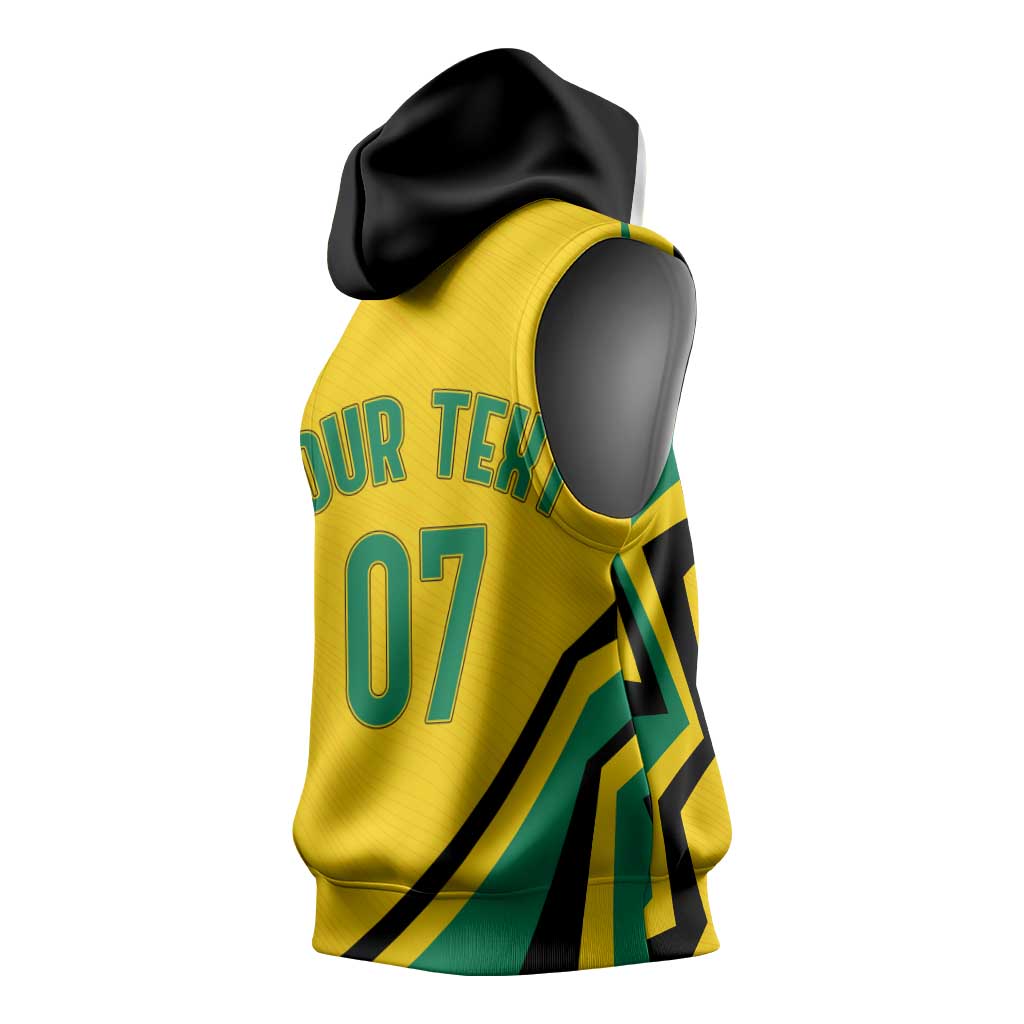 Personalised Jamaica Football Sleeveless Hoodie Reggae Boyz Retro WC 1998 Inspired - African Pride