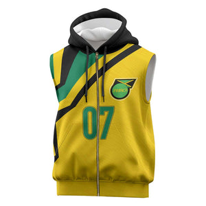 Personalised Jamaica Football Sleeveless Zip Hoodie Reggae Boyz Retro WC 1998 Inspired - African Pride