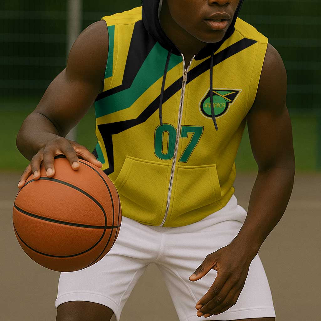 Personalised Jamaica Football Sleeveless Zip Hoodie Reggae Boyz Retro WC 1998 Inspired - African Pride