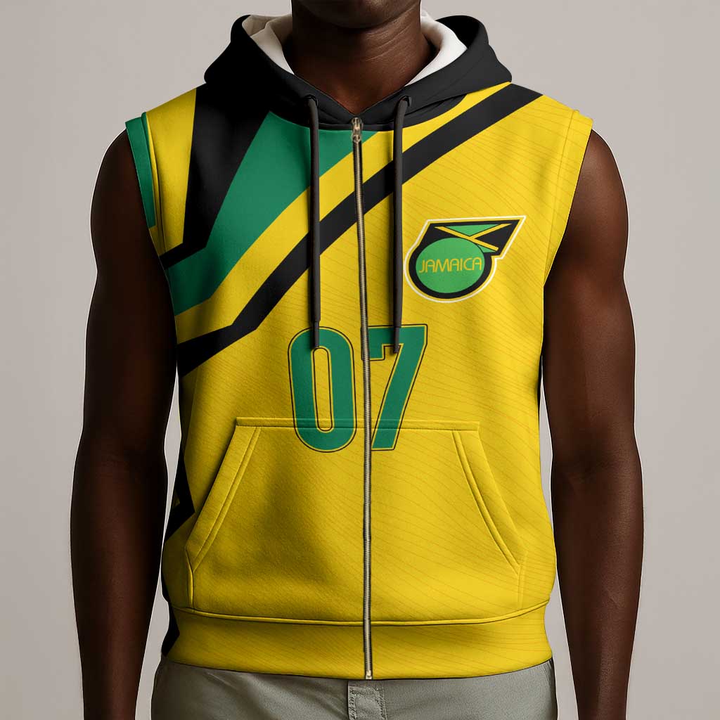 Personalised Jamaica Football Sleeveless Zip Hoodie Reggae Boyz Retro WC 1998 Inspired - African Pride