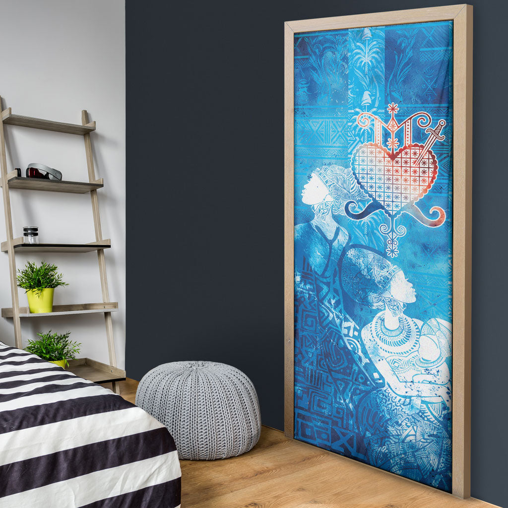 Afro Erzulie Dantor Veve Door Cover Mother Goddess
