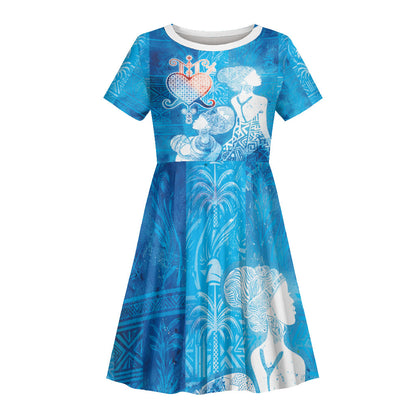 Afro Erzulie Dantor Veve Kid Short Sleeve Dress Mother Goddess