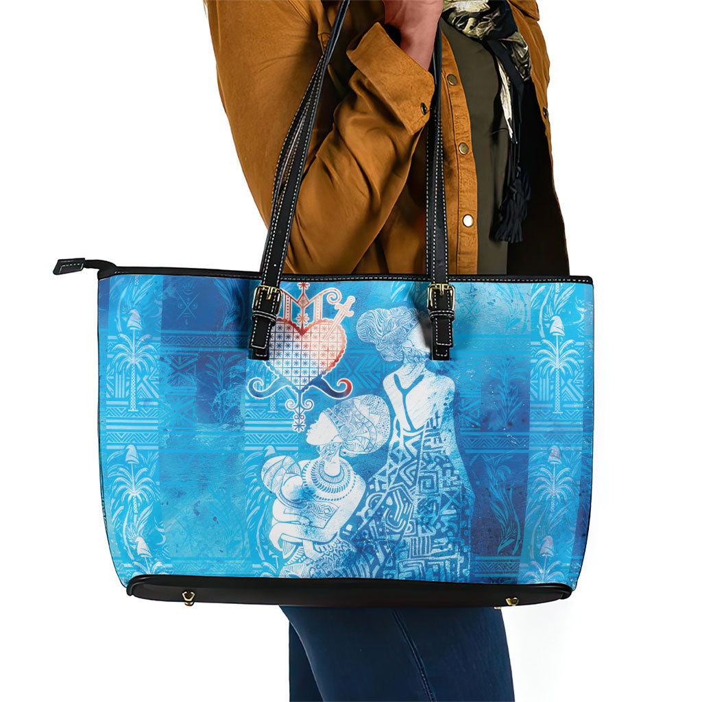Afro Erzulie Dantor Veve Leather Tote Bag Mother Goddess