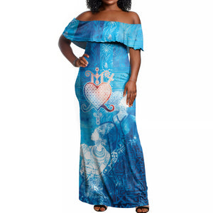 Afro Erzulie Dantor Veve Off Shoulder Maxi Dress Mother Goddess