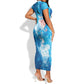 Afro Erzulie Dantor Veve Short Sleeve Bodycon Dress Mother Goddess