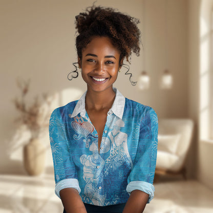 Afro Erzulie Dantor Veve Women Casual Shirt Mother Goddess