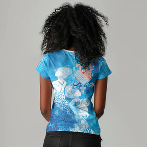 Afro Erzulie Dantor Veve Women V-Neck T-Shirt Mother Goddess