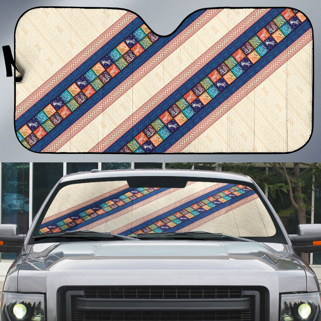 Zimbabwe Heritage Auto Sun Shade Screen Print Animals Motif