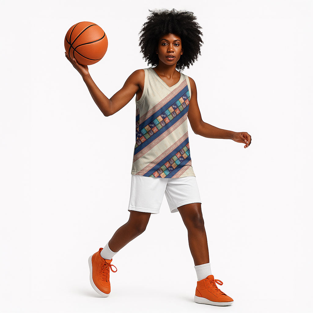 Zimbabwe Heritage Basketball Jersey Screen Print Animals Motif